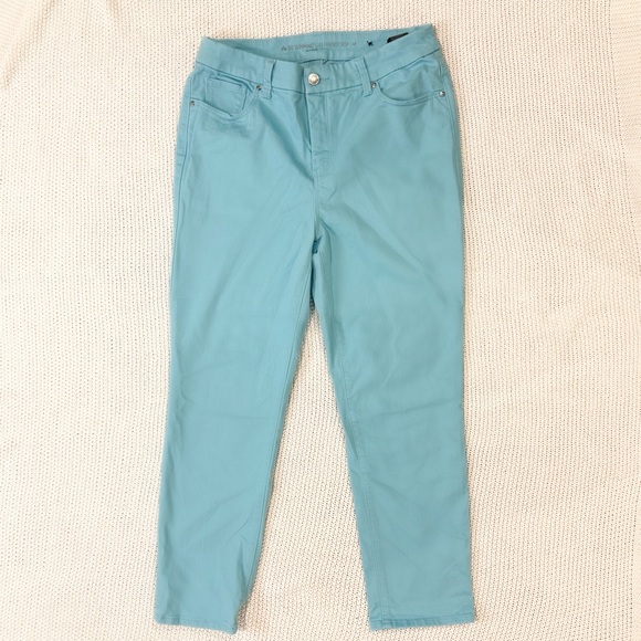 Chicos “So Slimming Girlfriend Crop” Teal Ankle Jeans for Women - Picture 2 of 6